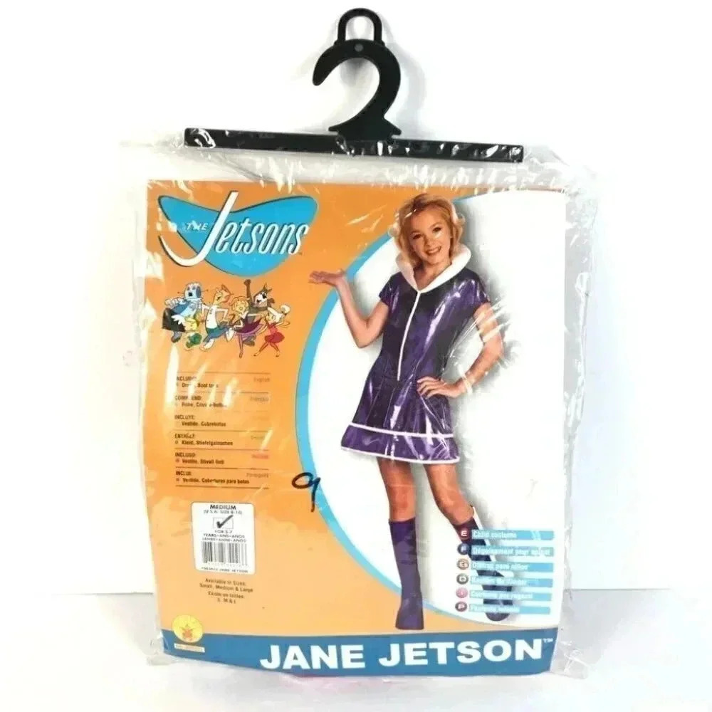 Vintage 90s Style Jane Jetson Costume - Girls Size 5-7 - Purple Space Dress